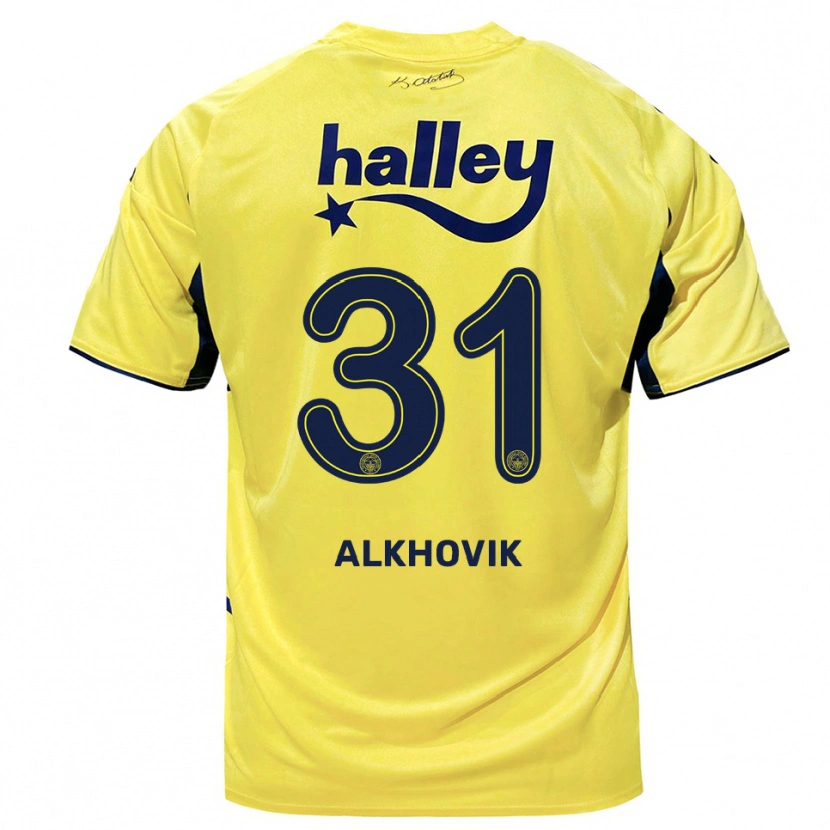 Danxen Dames Karyna Alkhovik #31 Geel Donkerblauw Uitshirt Uittenue 2025/26 T-Shirt