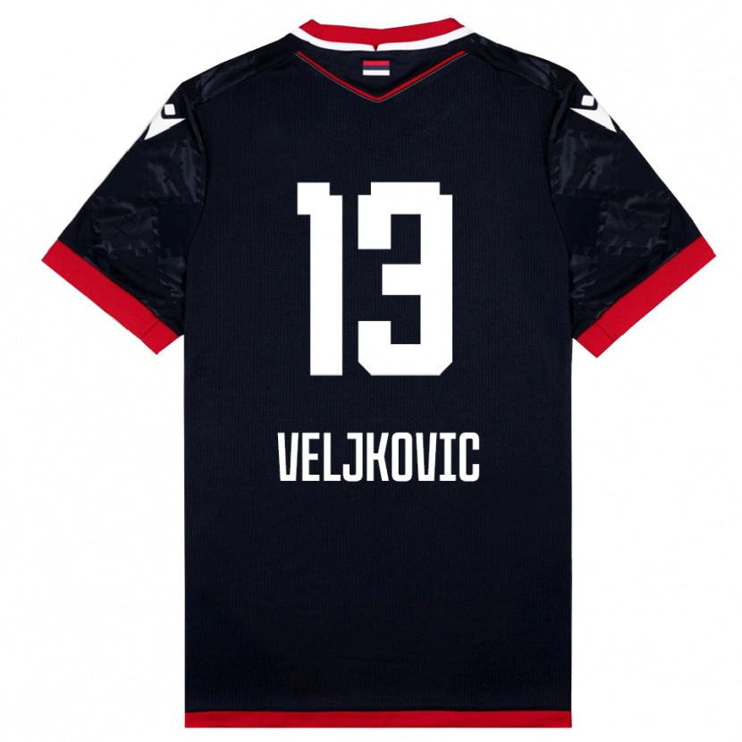Danxen Dames Milos Veljkovic #13 Zwart Rood Uitshirt Uittenue 2025/26 T-Shirt