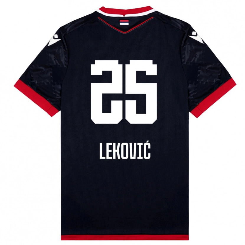Danxen Dames Stefan Leković #25 Zwart Rood Uitshirt Uittenue 2025/26 T-Shirt