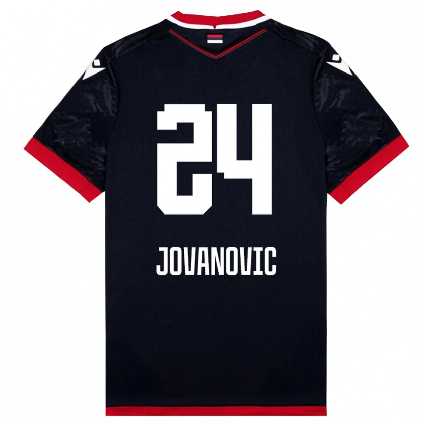 Danxen Dames Luka Jovanovic #24 Zwart Rood Uitshirt Uittenue 2025/26 T-Shirt