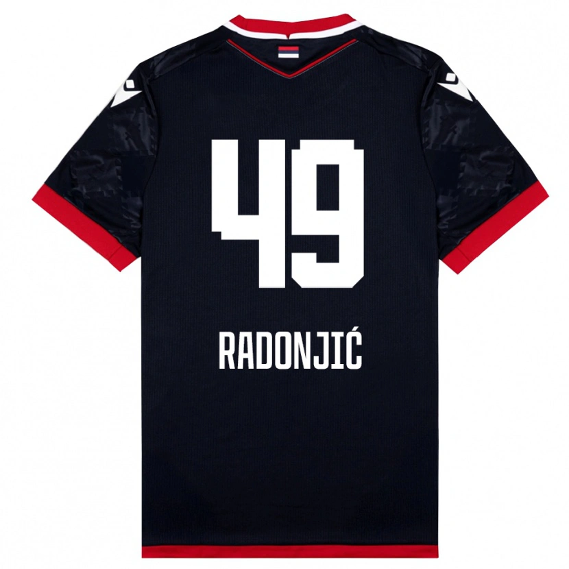 Danxen Dames Nemanja Radonjić #49 Zwart Rood Uitshirt Uittenue 2025/26 T-Shirt