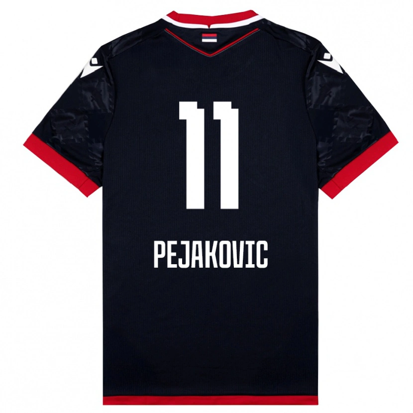 Danxen Dames Andrija Pejakovic #11 Zwart Rood Uitshirt Uittenue 2025/26 T-Shirt