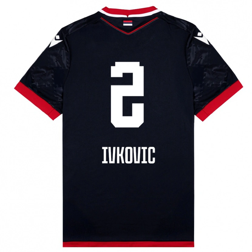 Danxen Dames Ognjen Ivkovic #2 Zwart Rood Uitshirt Uittenue 2025/26 T-Shirt