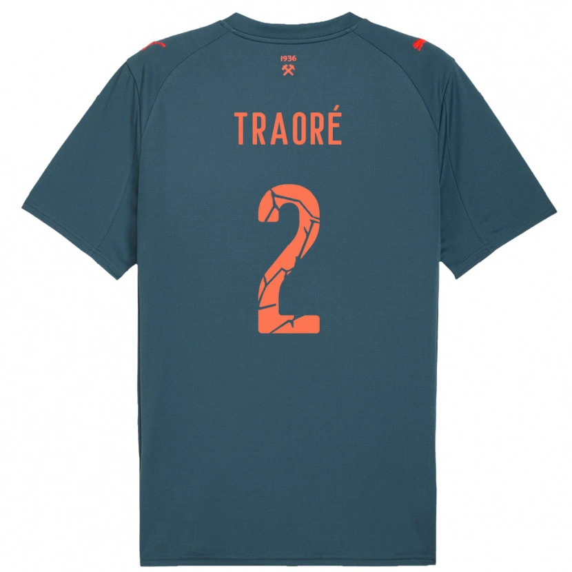 Danxen Dames Lassina Traoré #2 Donkerblauw Rood Uitshirt Uittenue 2025/26 T-Shirt