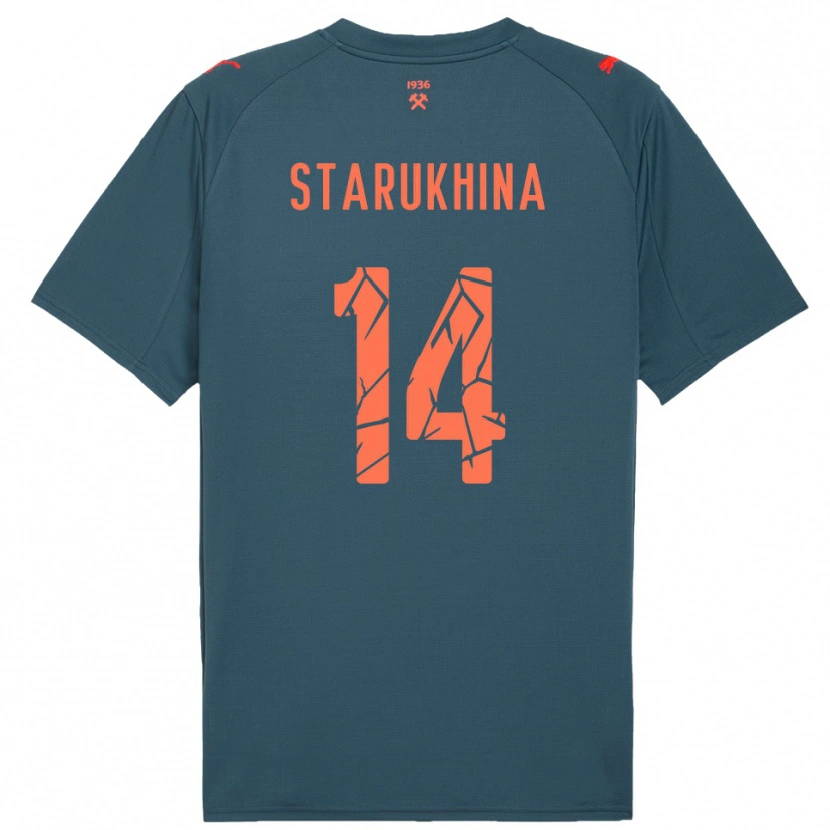 Danxen Dames Alina Starukhina #14 Donkerblauw Rood Uitshirt Uittenue 2025/26 T-Shirt