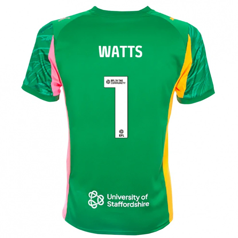 Danxen Kinderen Connie Watts #1 Groen Roze Oranje Keepersshirt 2025/26 T-Shirt