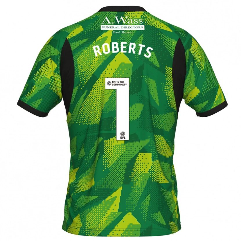 Danxen Kinderen Liam Roberts #1 Groen Zwart Keepersshirt 2025/26 T-Shirt