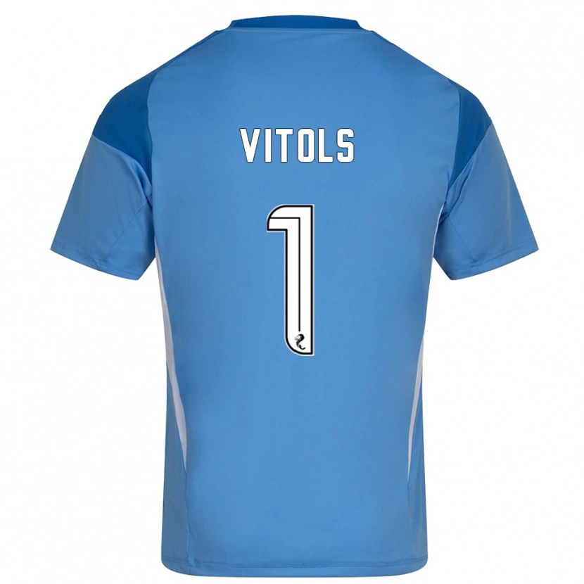 Danxen Kinderen Rodrigo Vitols #1 Blauw Wit Keepersshirt 2025/26 T-Shirt