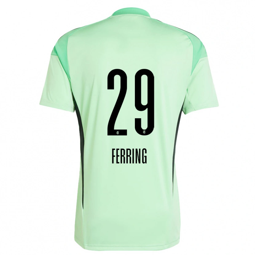 Danxen Kinderen Johannes Ferring #29 Licht Groen Zwart Keepersshirt 2025/26 T-Shirt