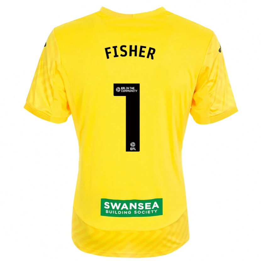 Danxen Kinderen Andy Fisher #1 Geel Zwart Keepersshirt 2025/26 T-Shirt