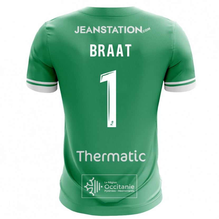 Danxen Kinderen Quentin Braat #1 Groen Wit Keepersshirt 2025/26 T-Shirt