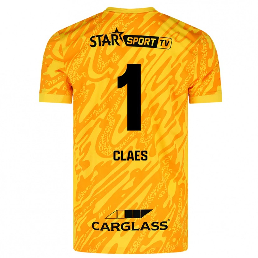 Danxen Kinderen Mirthe Claes #1 Oranje Geel Zwart Keepersshirt 2025/26 T-Shirt