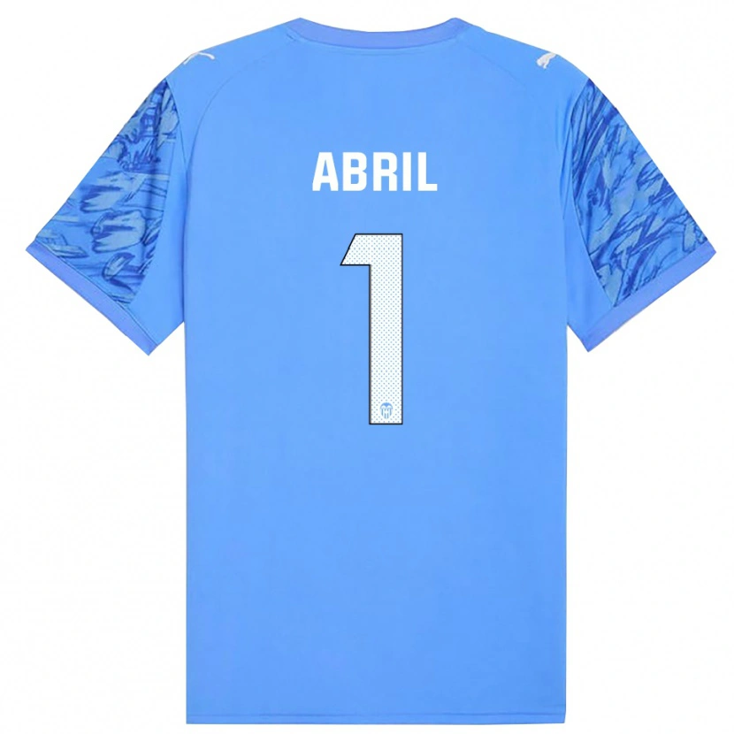 Danxen Kinderen Vicent Abril #1 Blauw Wit Keepersshirt 2025/26 T-Shirt