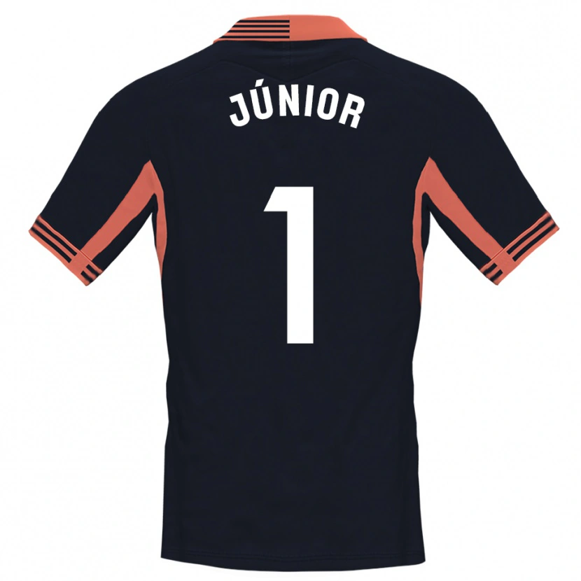 Danxen Kinderen Luiz Júnior #1 Zwart Wit Oranje Keepersshirt 2025/26 T-Shirt