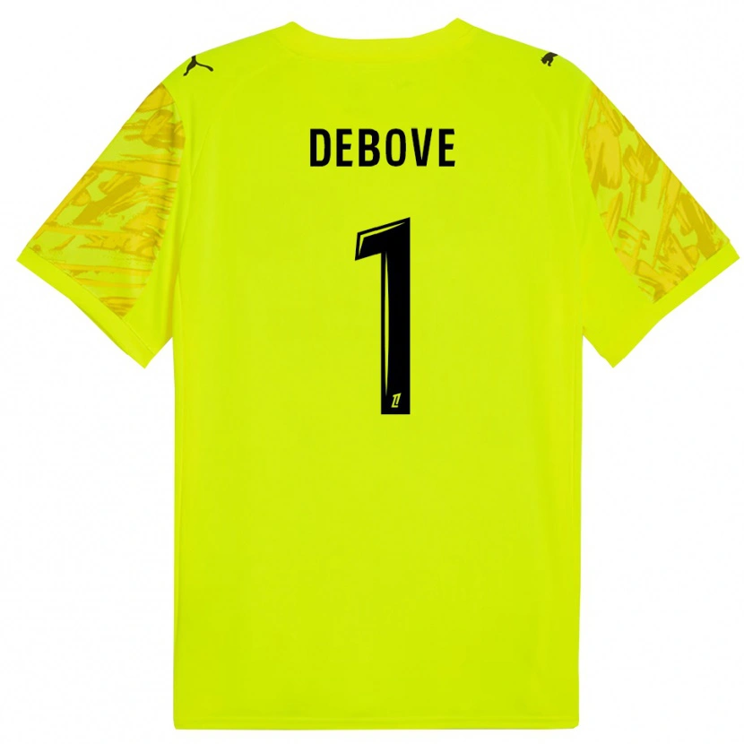 Danxen Kinderen Maxime Debove #1 Fluorescerend Groen Geel Keepersshirt 2025/26 T-Shirt