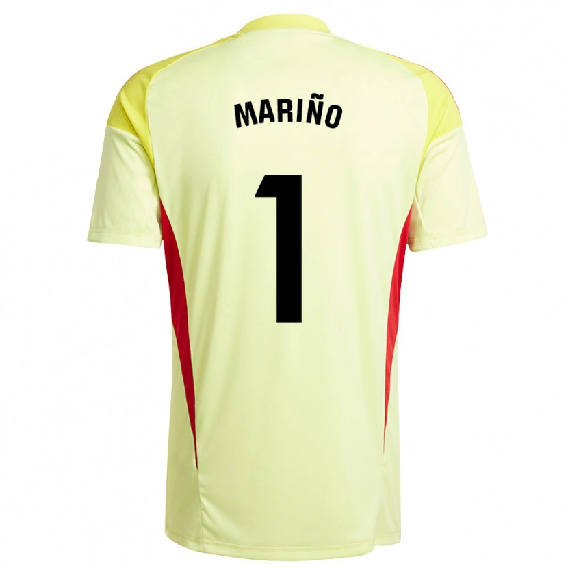 Danxen Kinderen Diego Mariño #1 Lichtgeel Rood Keepersshirt 2025/26 T-Shirt