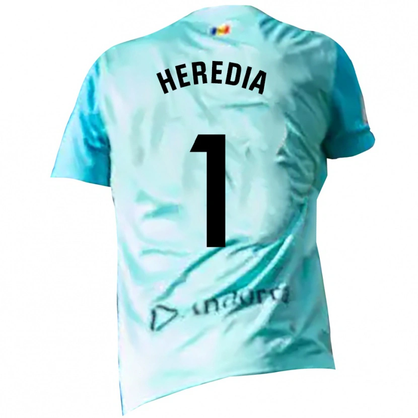 Danxen Kinderen Alex Heredia #1 Cyaan Zwart Keepersshirt 2025/26 T-Shirt