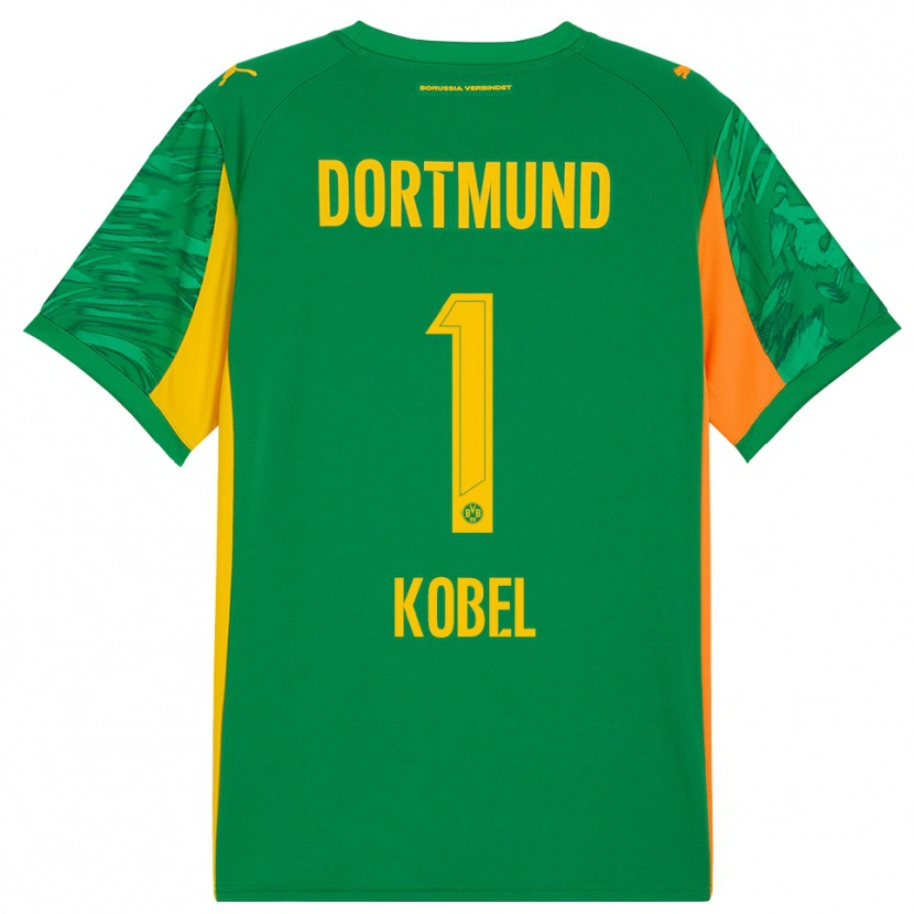 Danxen Kinderen Gregor Kobel #1 Groen Oranje Keepersshirt 2025/26 T-Shirt