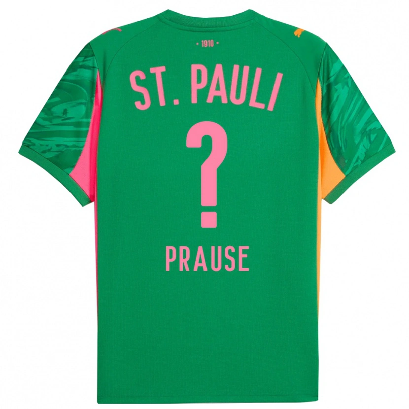 Danxen Kinderen Sebastian Prause #0 Groen Oranje Roze Keepersshirt 2025/26 T-Shirt