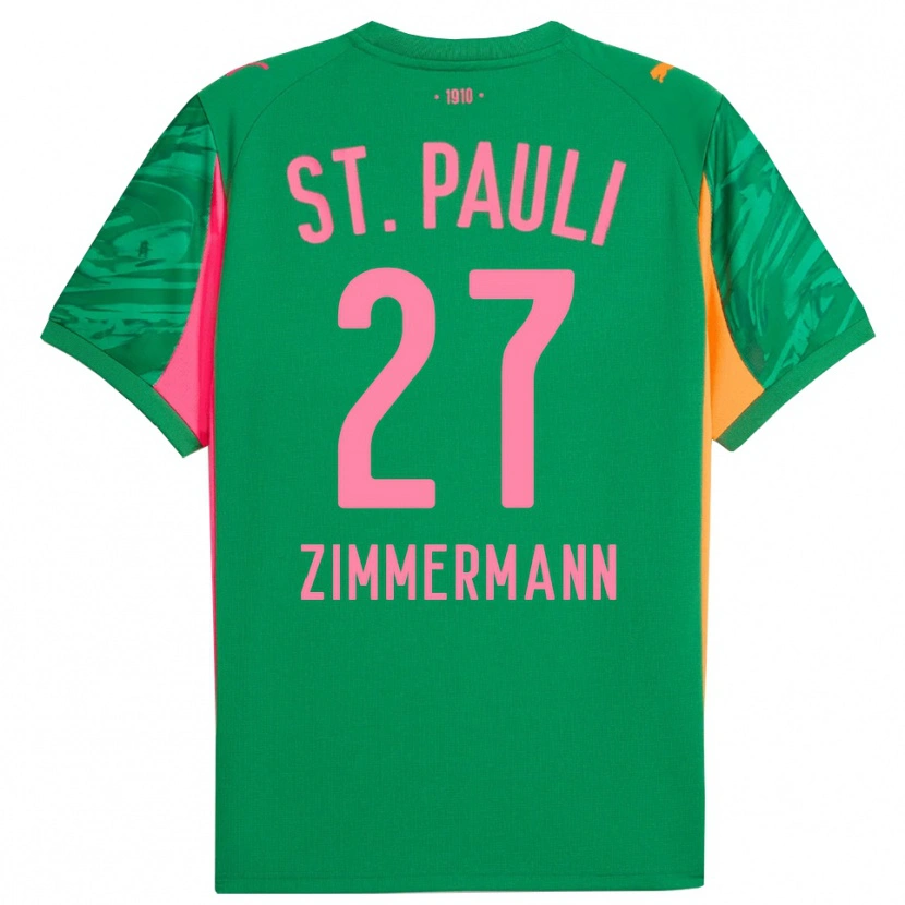 Danxen Kinderen Tara Zimmermann #27 Groen Oranje Roze Keepersshirt 2025/26 T-Shirt