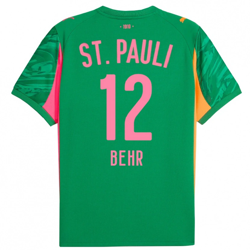 Danxen Kinderen Juri Behr #12 Groen Oranje Roze Keepersshirt 2025/26 T-Shirt