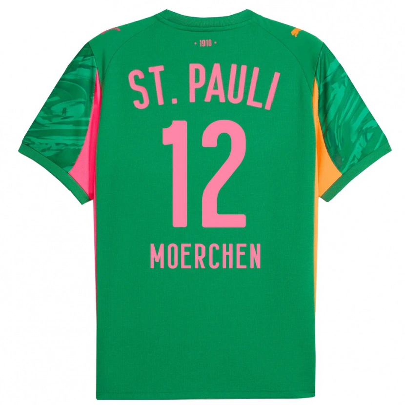 Danxen Kinderen Theo Moerchen #12 Groen Oranje Roze Keepersshirt 2025/26 T-Shirt