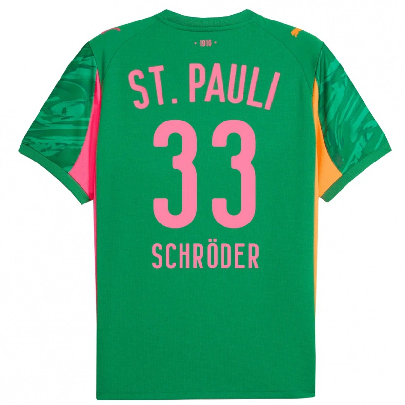Danxen Kinderen Lennard Schröder #33 Groen Oranje Roze Keepersshirt 2025/26 T-Shirt