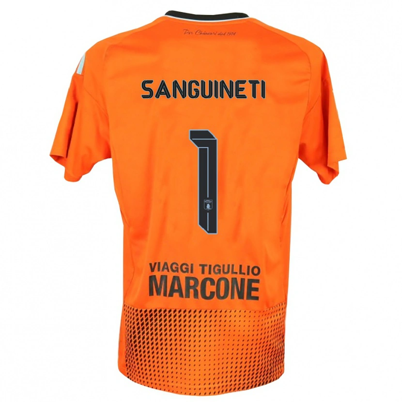 Danxen Kinderen Michele Sanguineti #1 Donker Oranje Blauw Keepersshirt 2025/26 T-Shirt