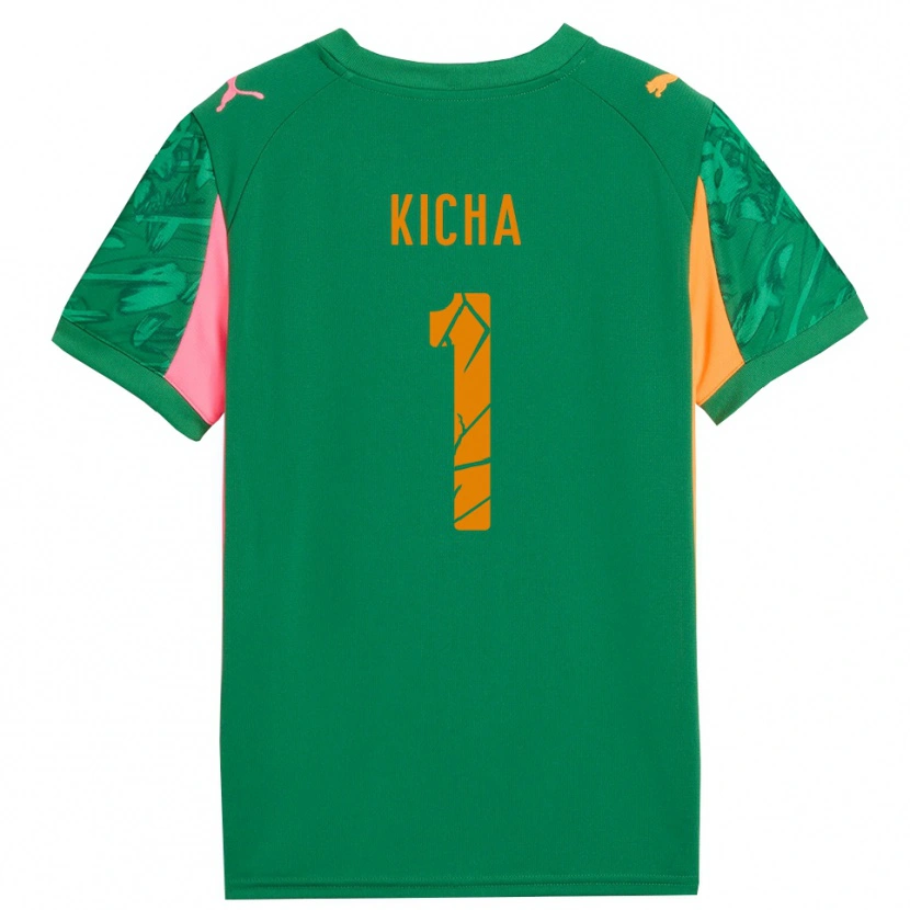 Danxen Kinderen Tymofiy Kicha #1 Groen Oranje Roze Keepersshirt 2025/26 T-Shirt