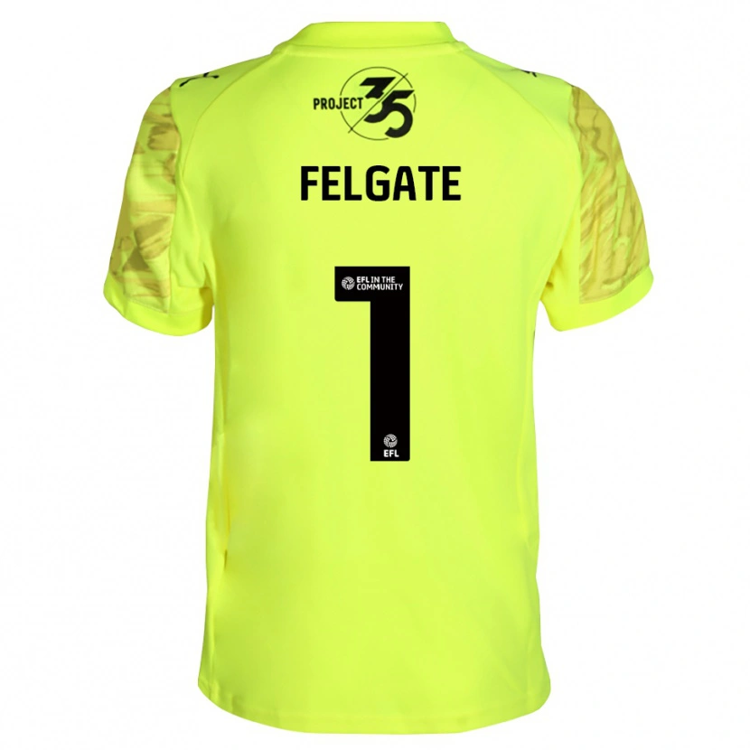 Danxen Kinderen Lily Felgate #1 Fluorescerend Groen Zwart Keepersshirt 2025/26 T-Shirt