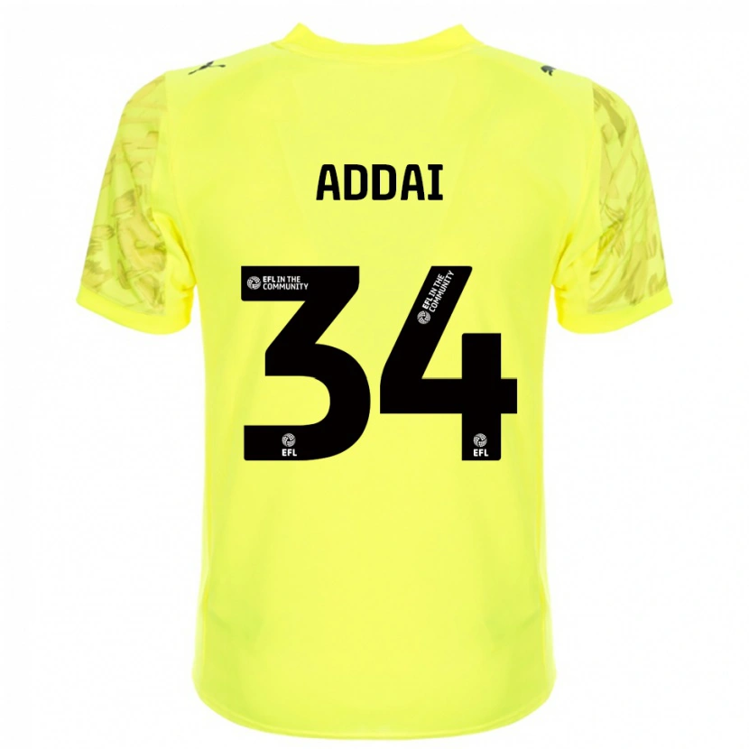 Danxen Kinderen Corey Addai #34 Geel Zwart Keepersshirt 2025/26 T-Shirt