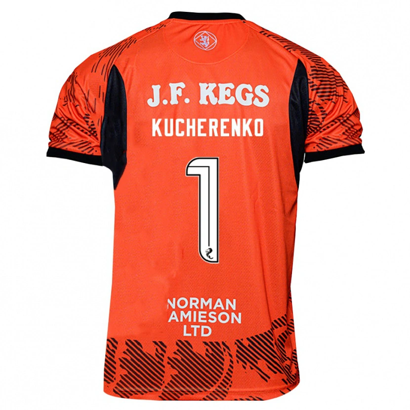 Danxen Kinderen Yevgeniy Kucherenko #1 Oranje Zwart Keepersshirt 2025/26 T-Shirt