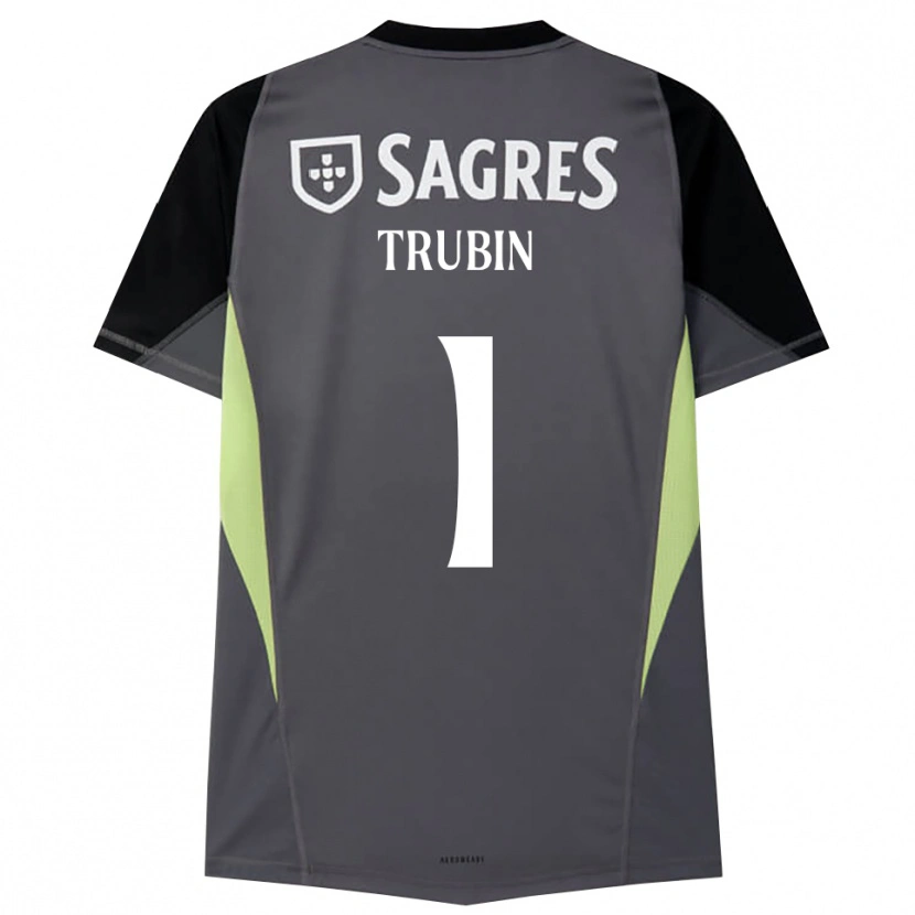 Danxen Kinderen Anatoliy Trubin #1 Donkergrijs Zwart Keepersshirt 2025/26 T-Shirt