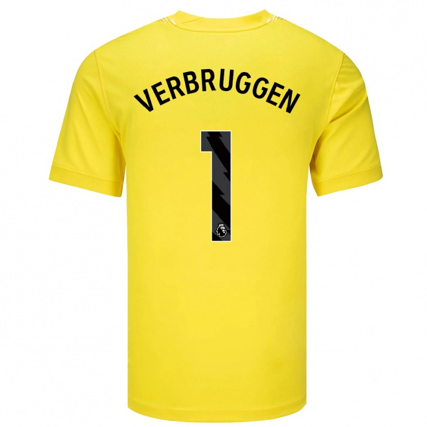Danxen Kinderen Bart Verbruggen #1 Geel Zwart Keepersshirt 2025/26 T-Shirt