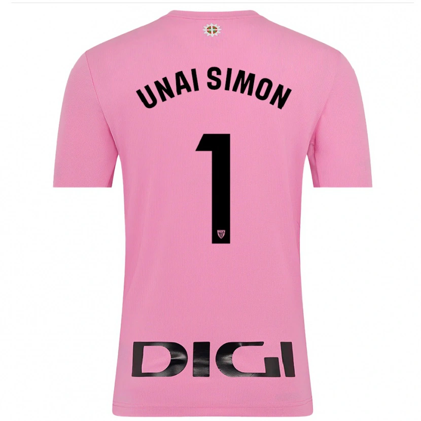 Danxen Kinderen Unai Simón #1 Roze Zwart Keepersshirt 2025/26 T-Shirt