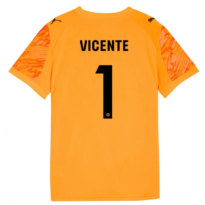 Danxen Kinderen Diego Vicente #1 Oranje Zwart Keepersshirt 2025/26 T-Shirt