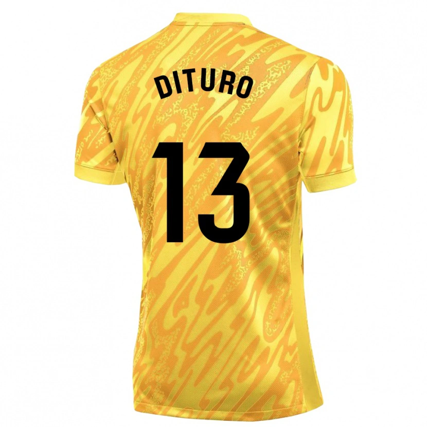 Danxen Kinderen Matías Dituro #13 Geel Zwart Keepersshirt 2025/26 T-Shirt