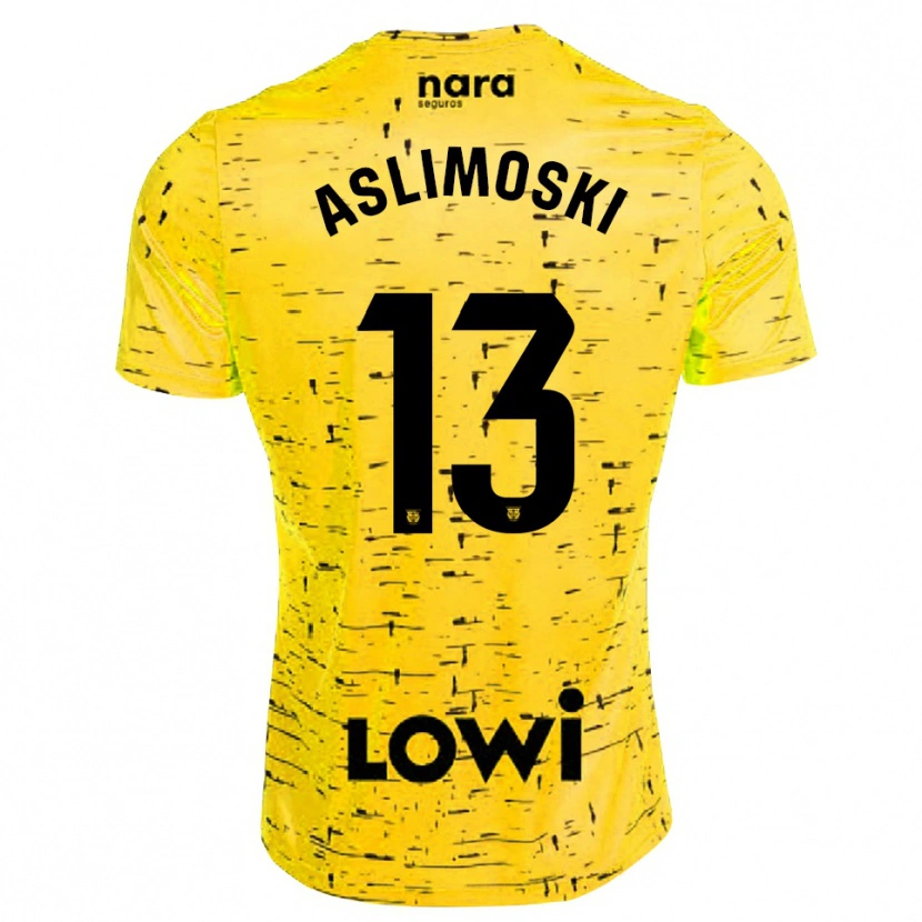 Danxen Kinderen Tomme Aslimoski #13 Geel Zwart Keepersshirt 2025/26 T-Shirt
