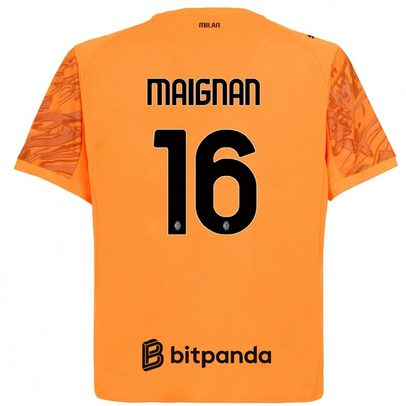 Danxen Kinderen Mike Maignan #16 Oranje Geel Zwart Keepersshirt 2025/26 T-Shirt