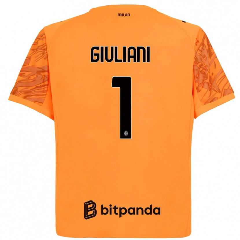 Danxen Kinderen Laura Giuliani #1 Oranje Geel Zwart Keepersshirt 2025/26 T-Shirt