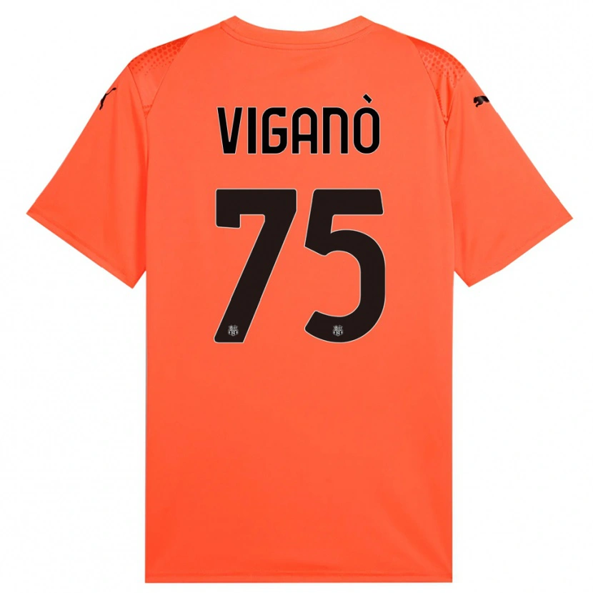 Danxen Kinderen Lorenzo Viganò #75 Oranje Zwart Keepersshirt 2025/26 T-Shirt