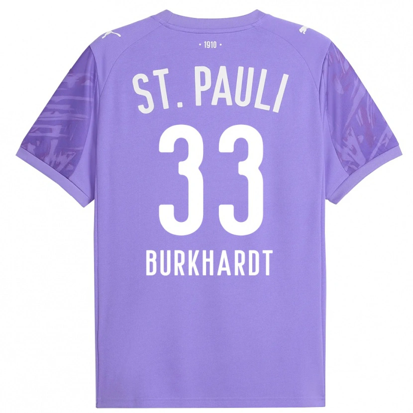 Danxen Kinderen Jannik Burkhardt #33 Medium Paars Zwart Keepersshirt 2025/26 T-Shirt