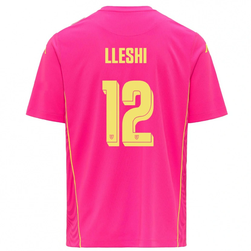 Danxen Kinderen Leonardo Lleshi #12 Diep Roze Geel Keepersshirt 2025/26 T-Shirt