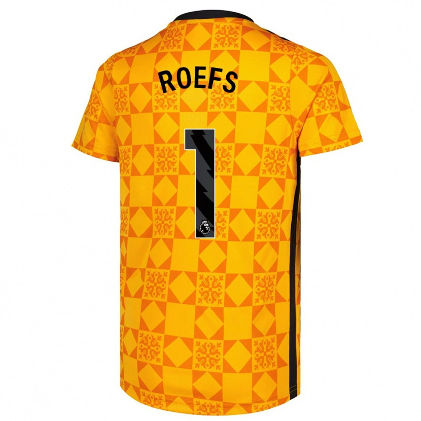 Danxen Kinderen Robin Roefs #1 Geel Zwart Keepersshirt 2025/26 T-Shirt
