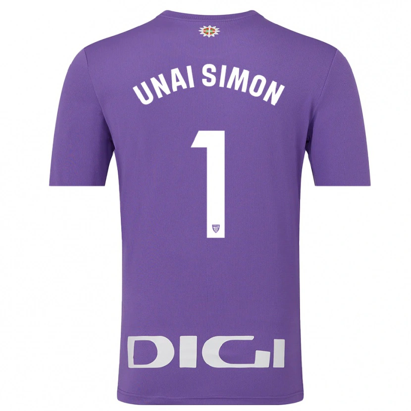 Danxen Kinderen Unai Simón #1 Paars Wit Keepersshirt 2025/26 T-Shirt