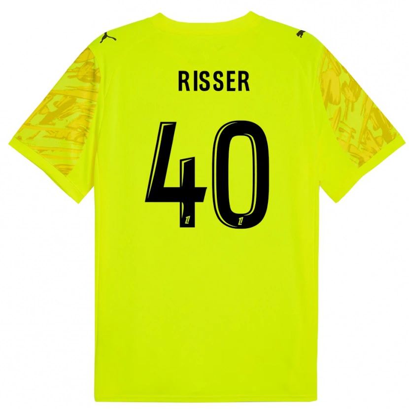 Danxen Kinderen Robin Risser #40 Fluorescerend Groen Zwart Keepersshirt 2025/26 T-Shirt