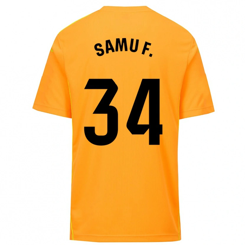 Danxen Kinderen Samu Fernández #34 Oranje Zwart Keepersshirt 2025/26 T-Shirt