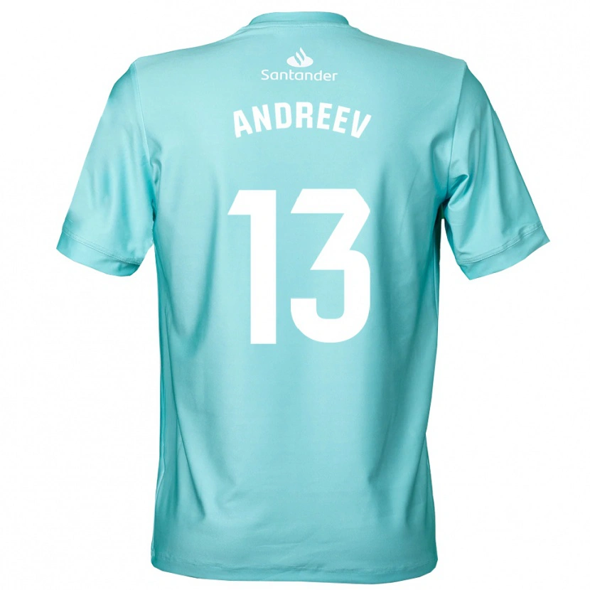 Danxen Kinderen Plamen Andreev #13 Licht Cyaan Wit Keepersshirt 2025/26 T-Shirt