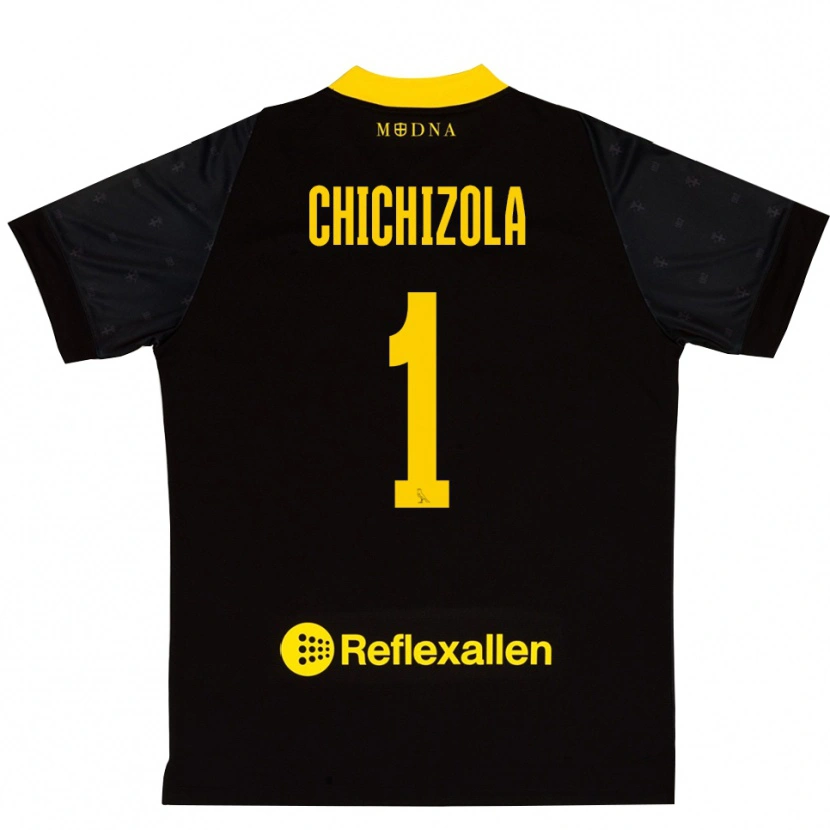 Danxen Kinderen Leandro Chichizola #1 Zwart Geel Keepersshirt 2025/26 T-Shirt