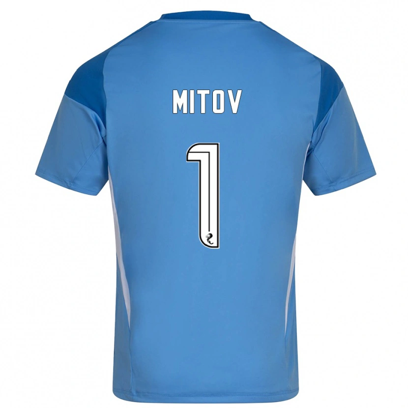 Danxen Heren Dimitar Mitov #1 Blauw Wit Keepersshirt 2025/26 T-Shirt